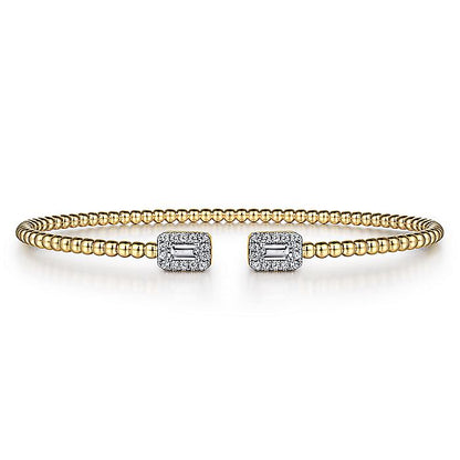 Gabriel & Co. 14 Karat Yellow Gold Bujukan Open Cuff Bracelet - Diamond Bracelets