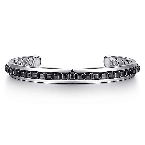 Gabriel & Co Sterling Silver Open Cuff Bracelet with Black Grommets