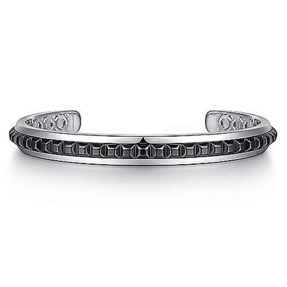 Gabriel & Co Sterling Silver Open Cuff Bracelet with Black Grommets