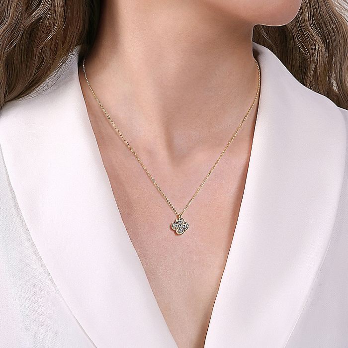 Gabriel & Co Clover Shaped Diamond Necklace - Diamond Pendants