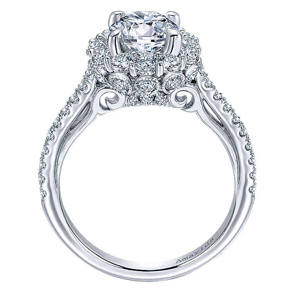 Amavida White Gold Round Halo Engagement Ring