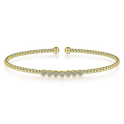 Gabriel & Co Bujukan Bead Cuff Bracelet with Cluster Diamond Stations - Diamond Bracelets
