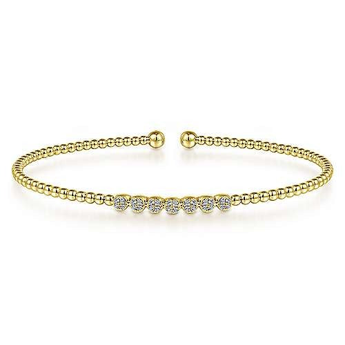 Gabriel & Co Bujukan Bead Cuff Bracelet with Cluster Diamond Stations