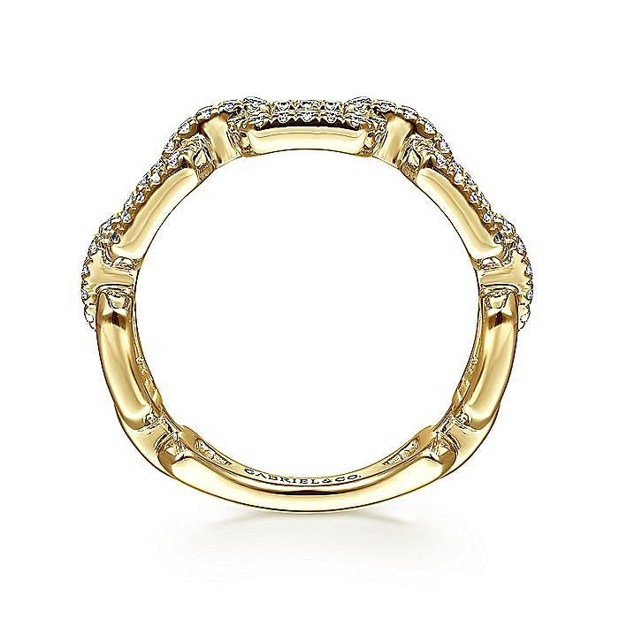 Gabriel & Co. Yellow Gold Pavé Diamond Chain Link Stackable Ring