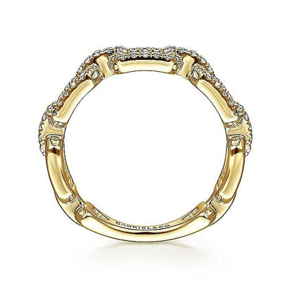 Gabriel & Co. Yellow Gold Pavé Diamond Chain Link Stackable Ring