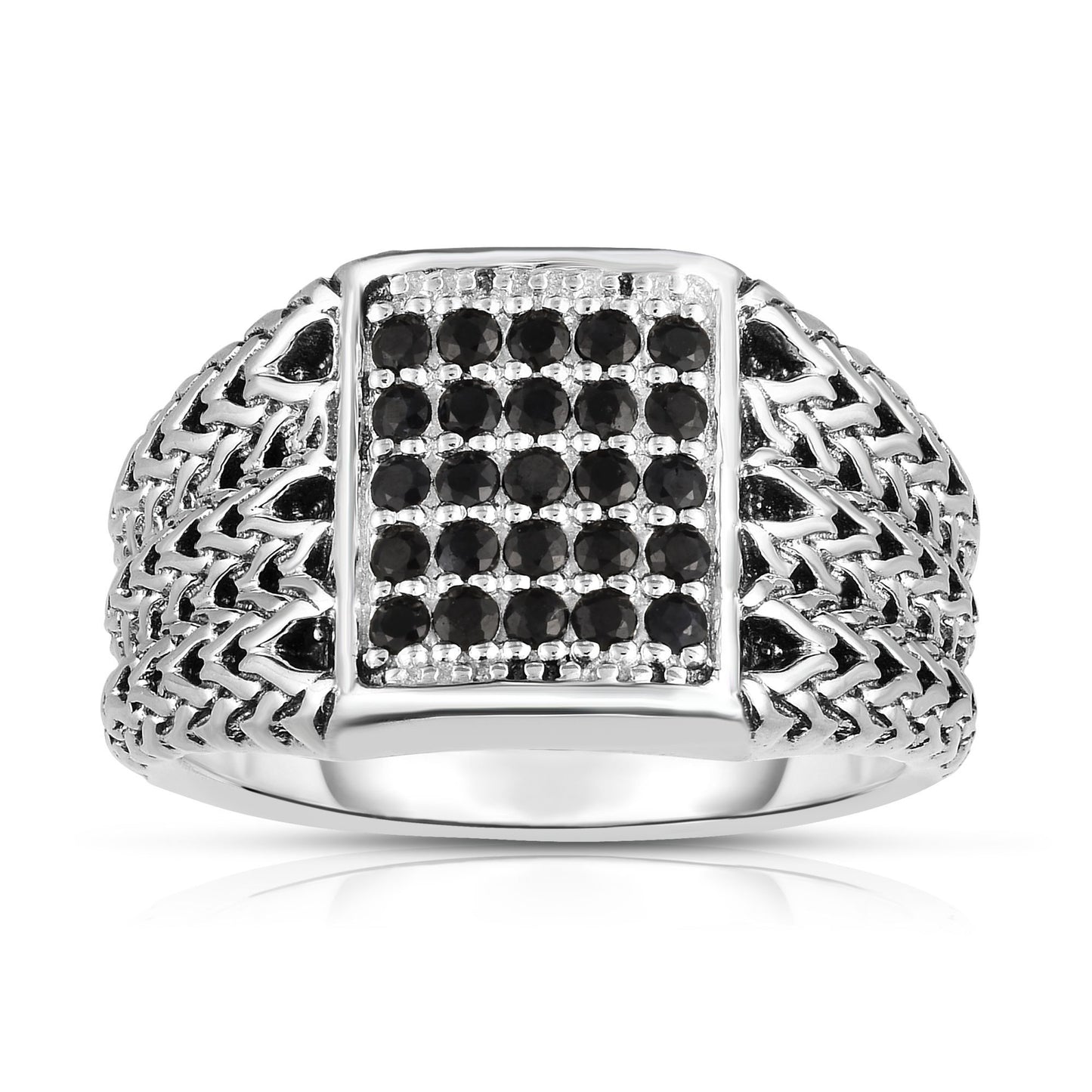 Phillip Gavriel Silver Woven Black Sapphire Ring