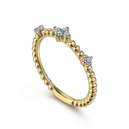 Gabriel & Co. 14 Karat Yellow Gold Diamond Station Bujukan Ring