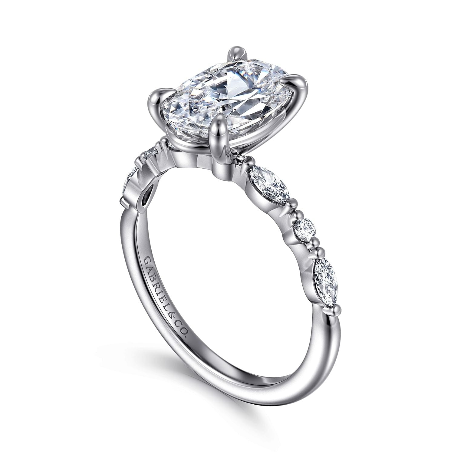 Gabriel & Co. Oval Cut Semi-Mount Engagement Ring - Diamond Semi-Mount Rings