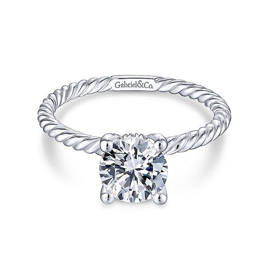Gabriel & Co White Gold Rope Design Semi-Mount Engagement Ring