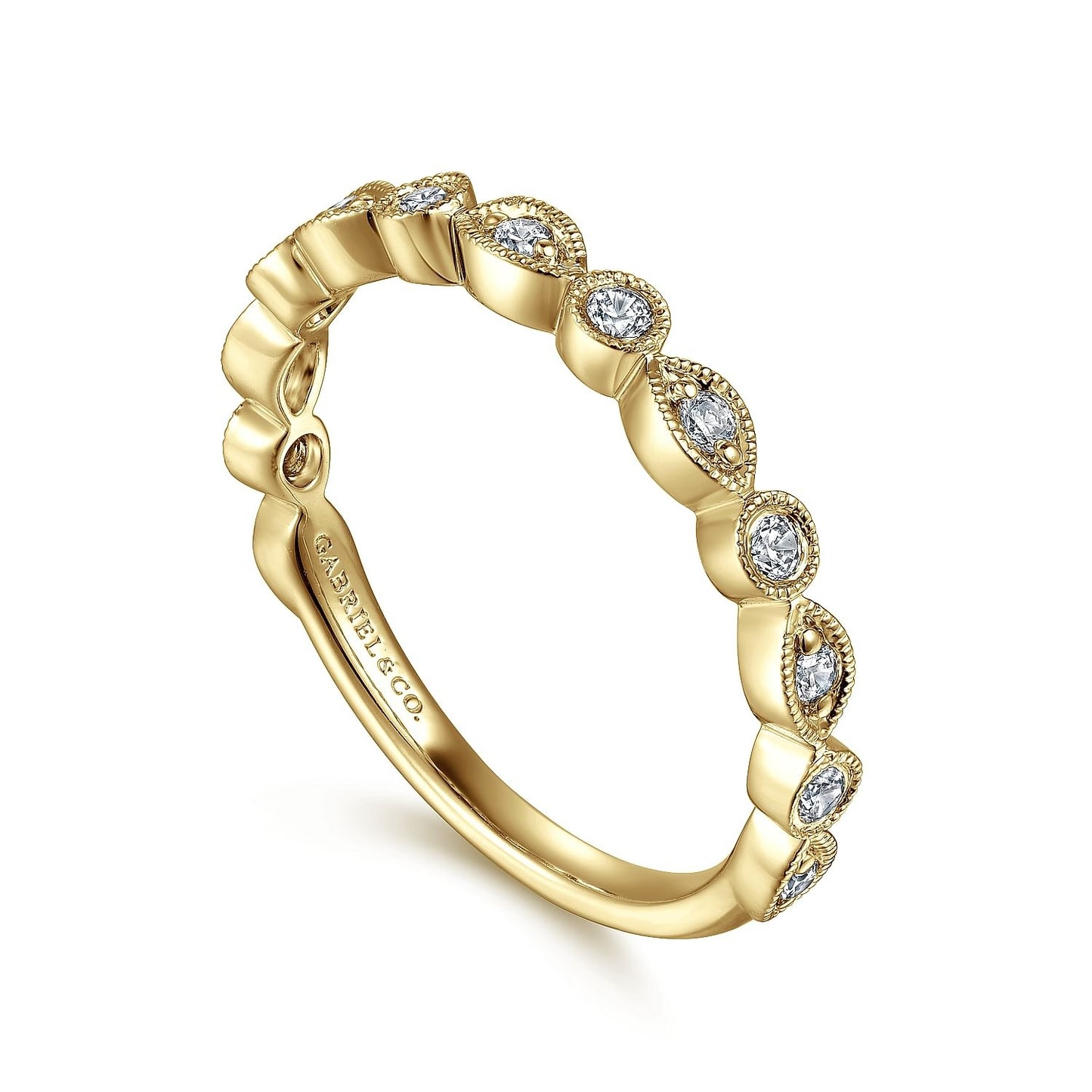 Gabriel & Co. Yellow Gold Diamond Wedding Band - Diamond Wedding Bands - Women's