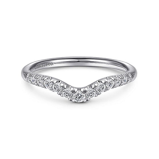 Gabriel & Co. White Gold Curved Diamond Wedding Band
