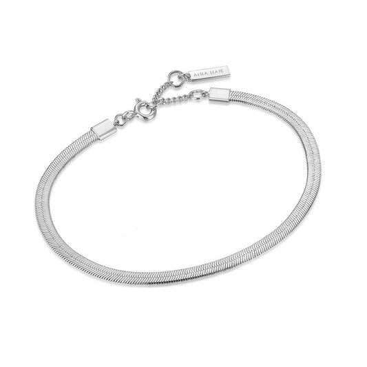 Ania Haie Sterling Silver Flat Snake Bracelet - Silver Bracelets