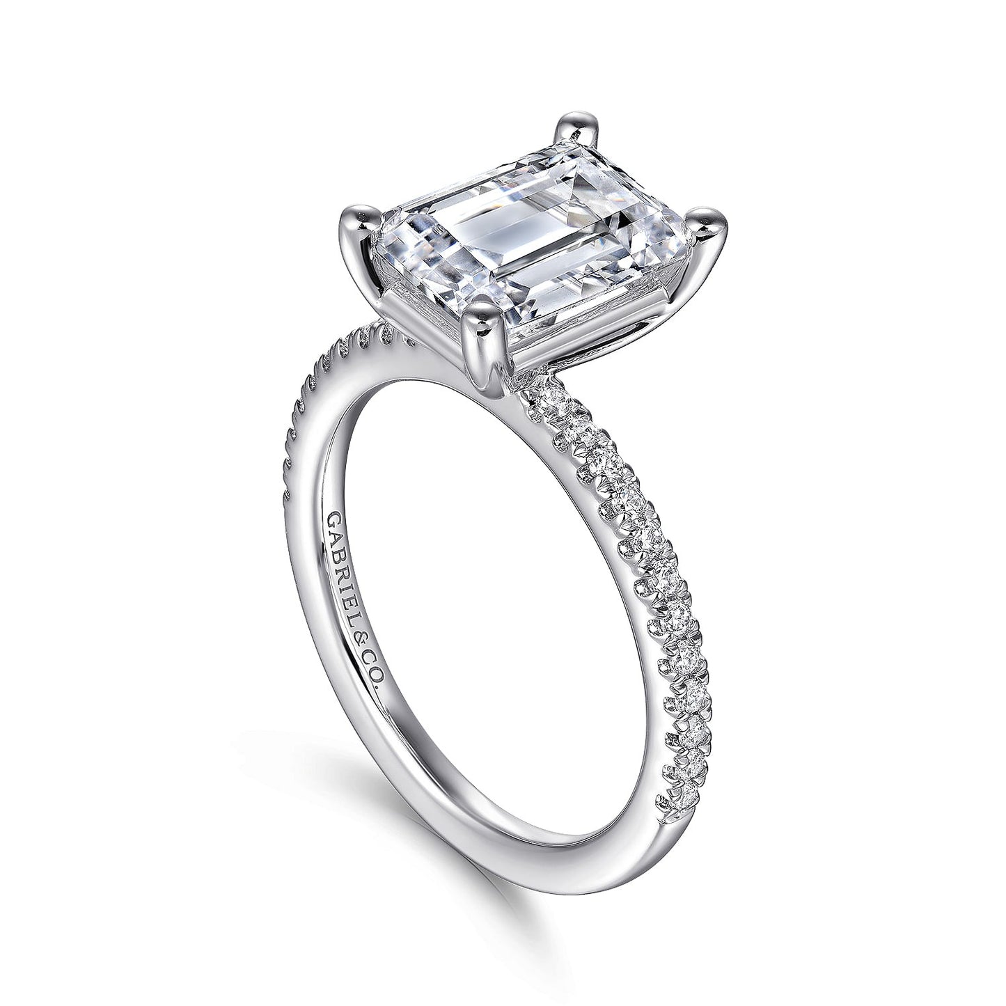 Gabriel & Co. Emerald Cut Semi-Mount Engagement Ring - Diamond Semi-Mount Rings