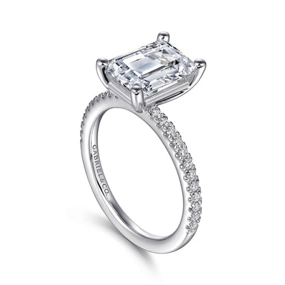 Gabriel & Co. Emerald Cut Semi-Mount Engagement Ring - Diamond Semi-Mount Rings
