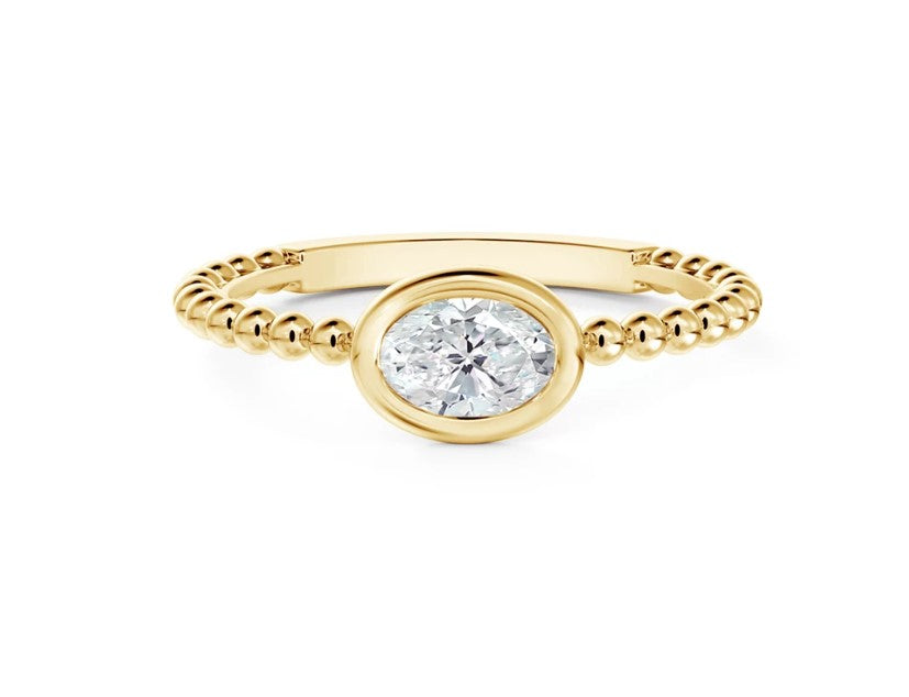Debeers Forevermark Yellow Gold Oval Diamond Beaded Ring - Diamond Fashion Rings - Women's