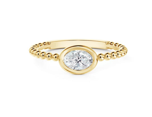 Debeers Forevermark Yellow Gold Oval Diamond Beaded Ring