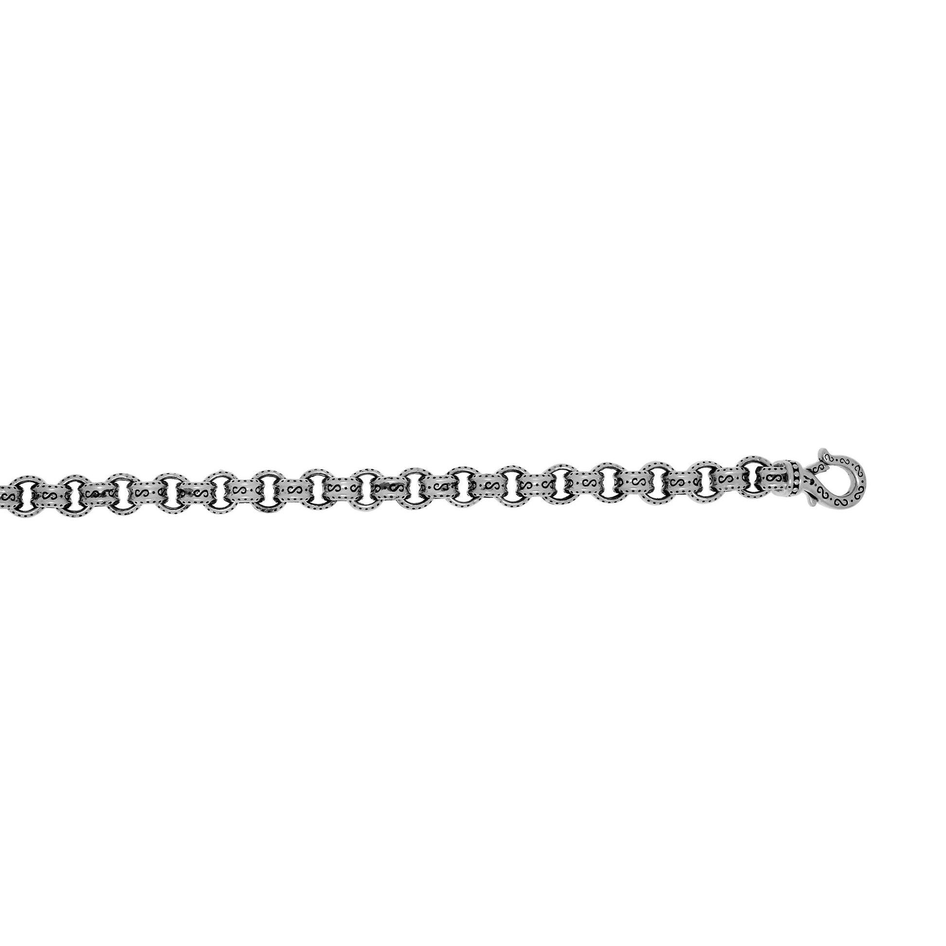 Men's 22 Inch Sterling Silver Necklace With A Rhodium And Oxidized Finish - Gents Jewelry
