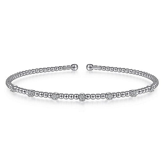 Gabriel & Co. 14 Karat White Gold Diamond Bujukan Station Bracelet