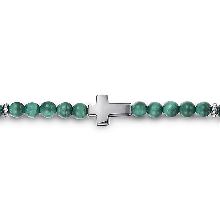 Gabriel & Co Sterling Silver Malachite Cross Bracelet - Gents Bracelet
