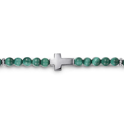 Gabriel & Co Sterling Silver Malachite Cross Bracelet