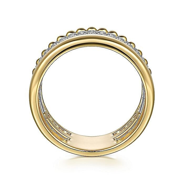 Gabriel & Co. Yellow and White Gold Diamond Bujukan Stacked Ring