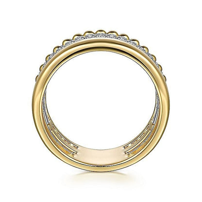 Gabriel & Co. Yellow and White Gold Diamond Bujukan Stacked Ring