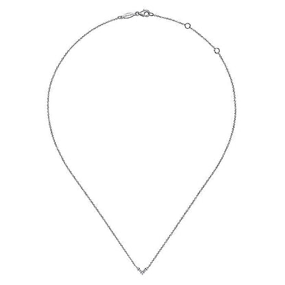 Gabriel & Co White Gold Baguette and Round Diamond Chevron Pendant Necklace - Diamond Pendants