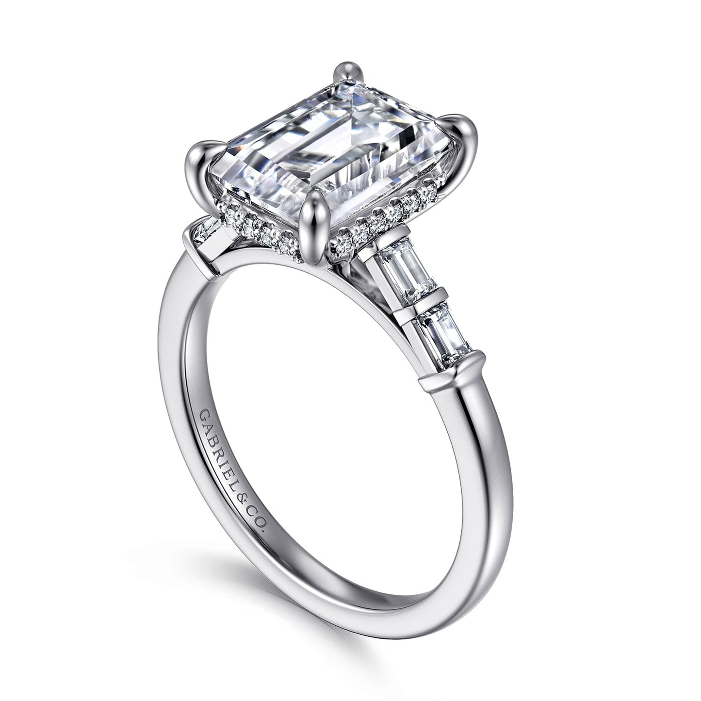 Gabriel & Co. Emerald Cut Semi-Mount Engagement Ring - Diamond Semi-Mount Rings
