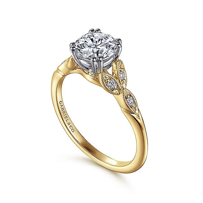 Gabriel & Co. 14 Karat Yellow Gold Round Semi-Mount Engagement Ring