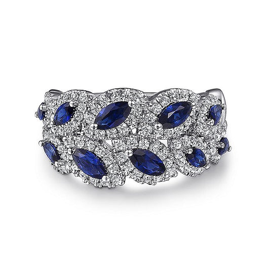 Gabriel & Co. Diamond and Sapphire Marquise Ring