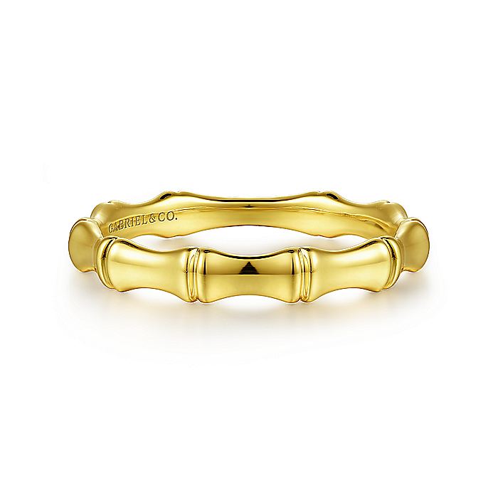 Gabriel & Co. 14 Karat Yellow Gold Bamboo Shape Stackable Ring - Gold Fashion Rings - Women's
