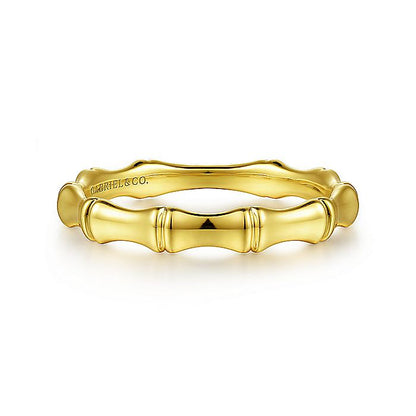Gabriel & Co. 14 Karat Yellow Gold Bamboo Shape Stackable Ring - Gold Fashion Rings - Women's