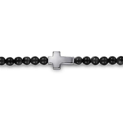 Gabriel & Co Sterling Silver Black Onyx Cross Bracelet
