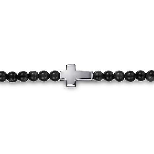 Gabriel & Co Sterling Silver Black Onyx Cross Bracelet