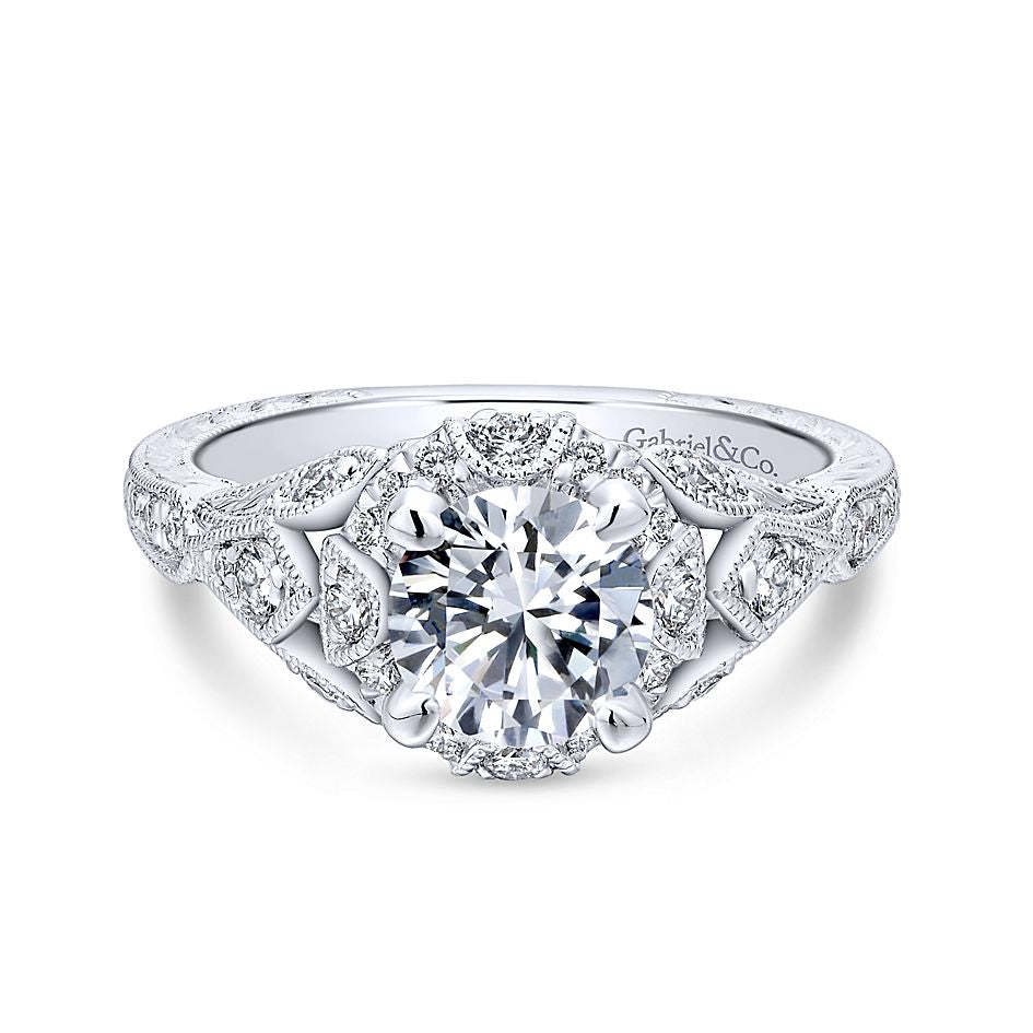 Gabriel & Co. 14 Karat White Gold Semi-Mount Engagement Ring