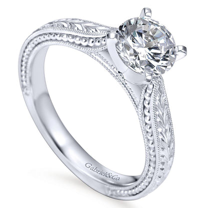 Gabriel & Co White Gold Engraved Semi-Mount Engagement Ring