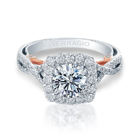 Verragio Insignia Collection White & Rose Gold Cushion Halo Engagement Ring
