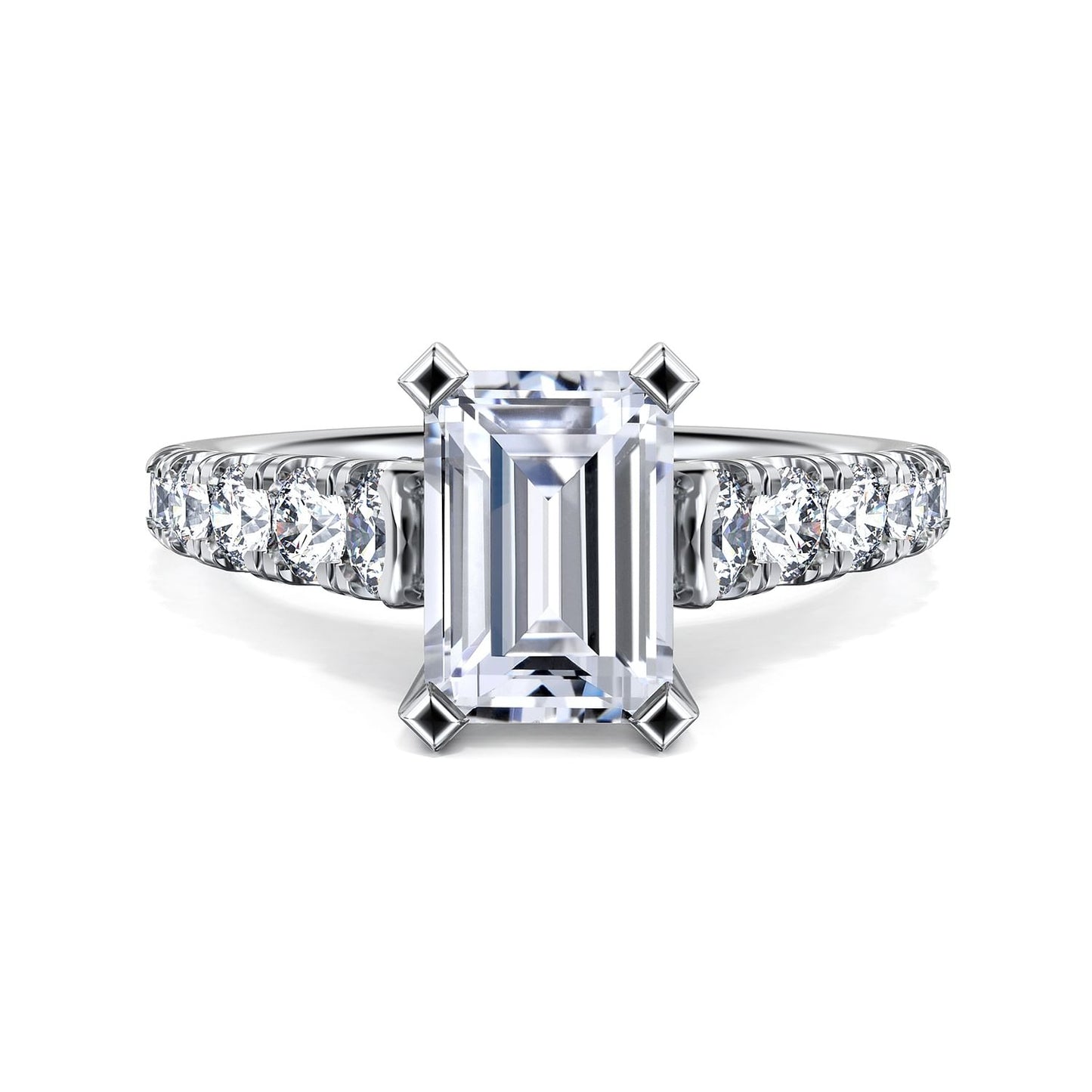 Gabriel & Co. 14 Karat Emerald Cut Semi-Mount Engagement Ring - Diamond Semi-Mount Rings