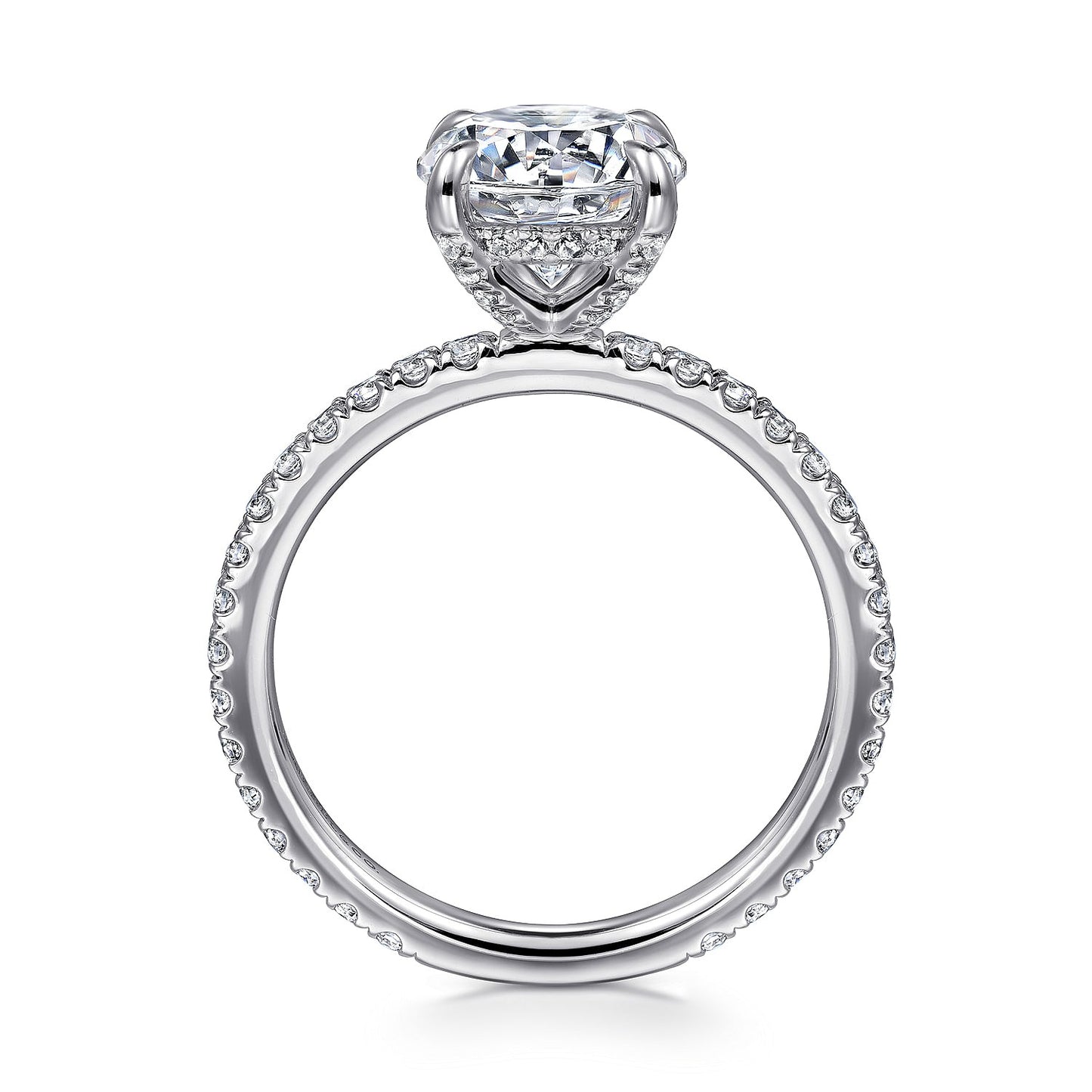 Gabriel & Co. 14 Karat White Gold Round Hidden Halo Semi-Mount Engagement Ring