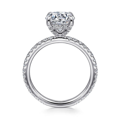 Gabriel & Co. 14 Karat White Gold Round Hidden Halo Semi-Mount Engagement Ring