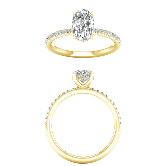 Yellow Gold Oval Hidden Halo Laboratory Grown Diamond Engagement Ring