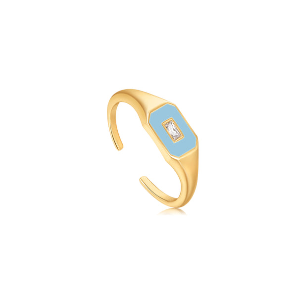 Ania Haie Powder Blue Enamel Emblem Adjustable Ring