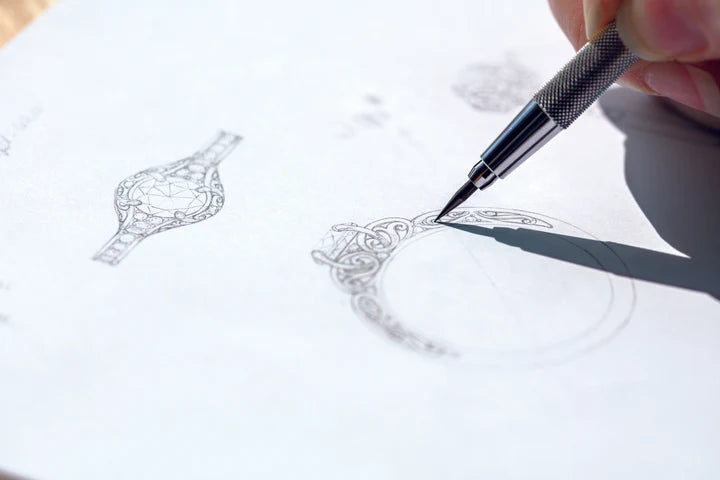 Designer Sketching a Custom Ring