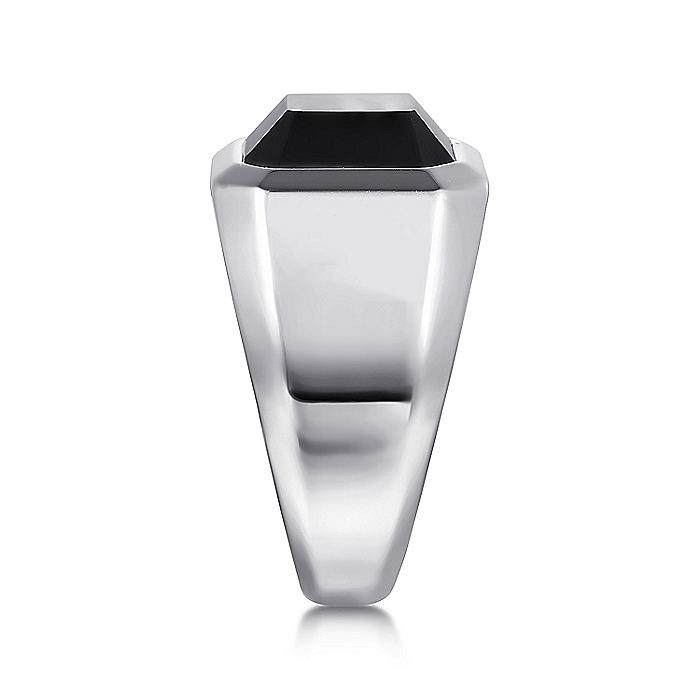 Gabriel & Co. Sterling Silver Wide Signet Ring with a Faceted Black Onyx