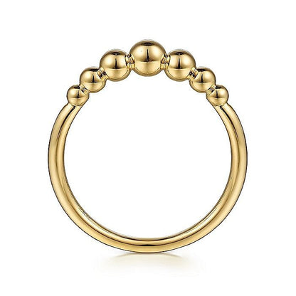 Gabriel & Co.Yellow Gold Graduating Bujukan Bead Ring
