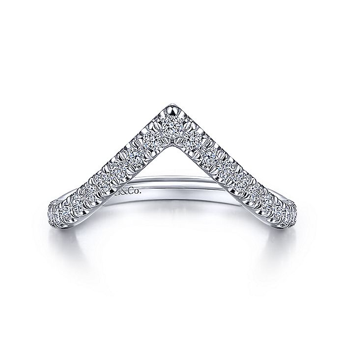 Gabriel & Co White Gold V Curved Diamond Band - Diamond Wedding Bands - Women's