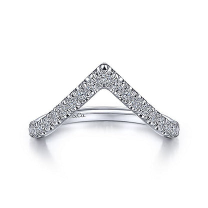 Gabriel & Co White Gold V Curved Diamond Band - Diamond Wedding Bands - Women's