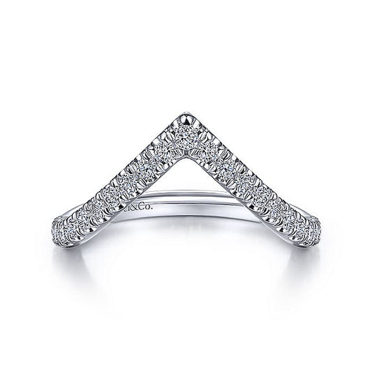 Gabriel & Co White Gold V Curved Diamond Band