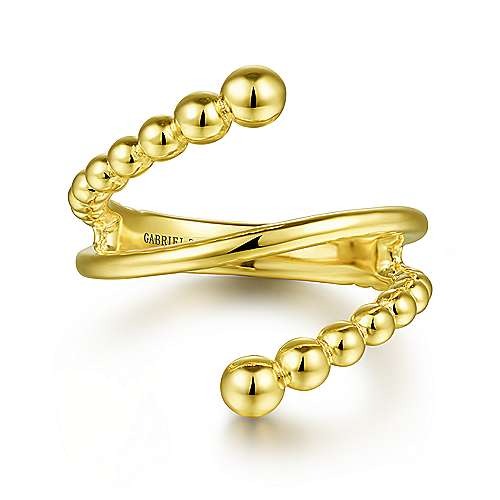 Ladies Gabriel & Co Yellow Gold Bujukan Bypass Ring - Gold Fashion Rings - Women's