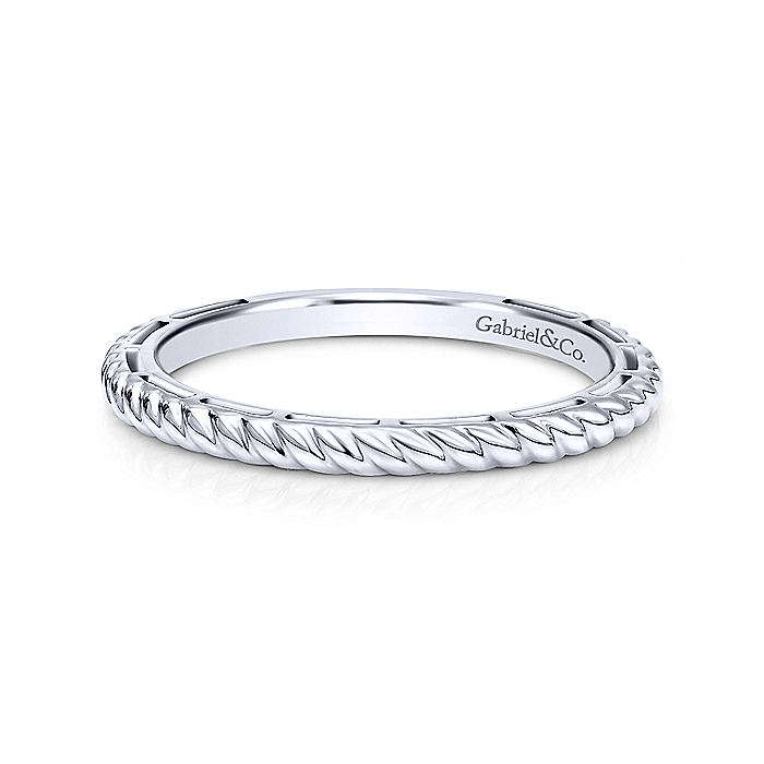 Gabriel & Co White Gold Twisted Rope Stackable Ring